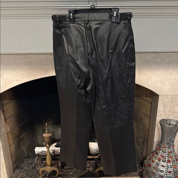 Newport News Black Leather Pants wide leg crops size 14 - Picture 5 of 8